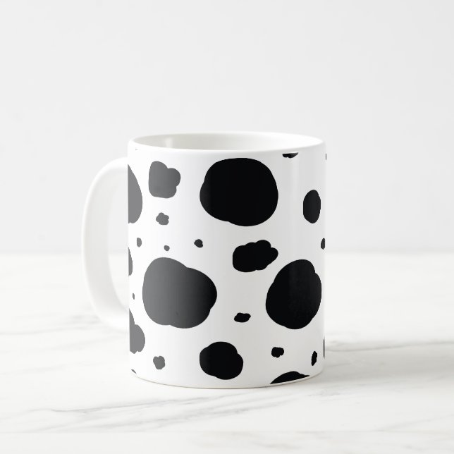 Taza De Café blanco negro moderno manchas dálmatas patrón anima (Anverso izquierdo)