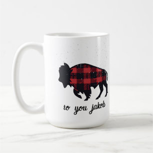 Taza De Café blanco para regalos de búfalo rojo y negro