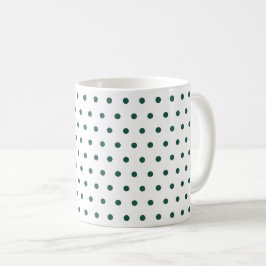 Taza De Café Blanco Polka Verde Oscuro puntos Limpiar Simple Mí