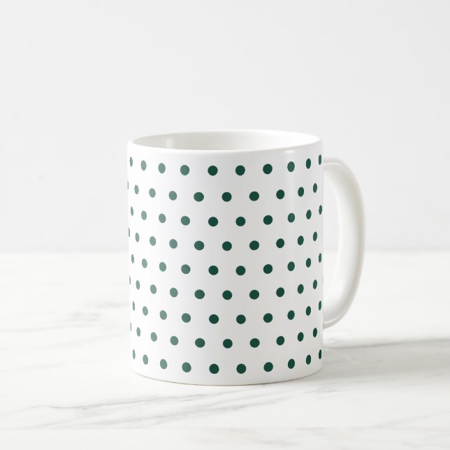 Taza De Café Blanco Polka Verde Oscuro puntos Limpiar Simple Mí (Anverso derecho)