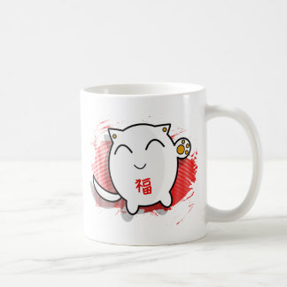 Taza De Café blanco/rojo afortunados japoneses lindos del