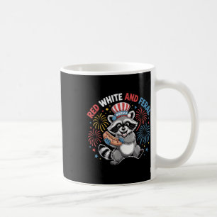 Taza De Café Blanco Rojo &amp;Diferente Gracioso Raccoon 4 De J