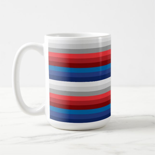 TAZA DE CAFÉ BLANCO ROJO AZUL GRIS (Izquierda)