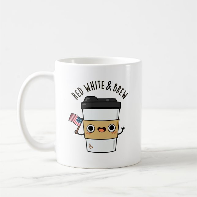 Taza De Café Blanco Rojo Y Famoso Café De Bandera Estadounidens (Izquierda)