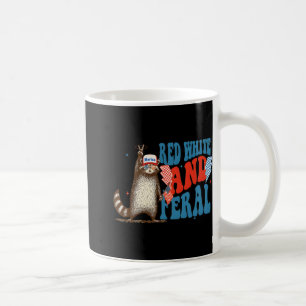 Taza De Café Blanco Rojo Y Feral Gracioso Trump Raccoon 4 De Ju