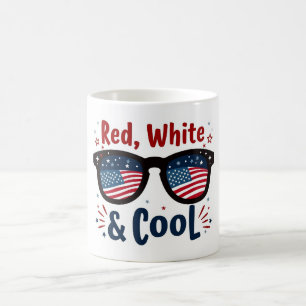 Taza De Café Blanco Rojo y Guay 4 de julio Mug
