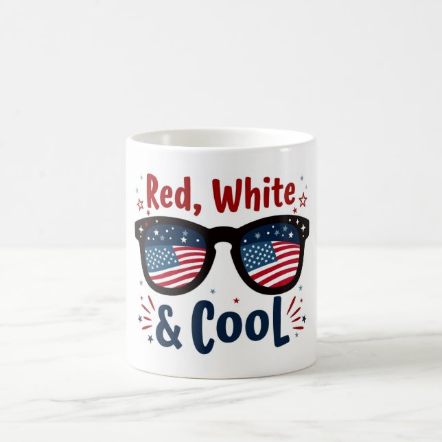Taza De Café Blanco Rojo y Guay 4 de julio Mug (Centro)