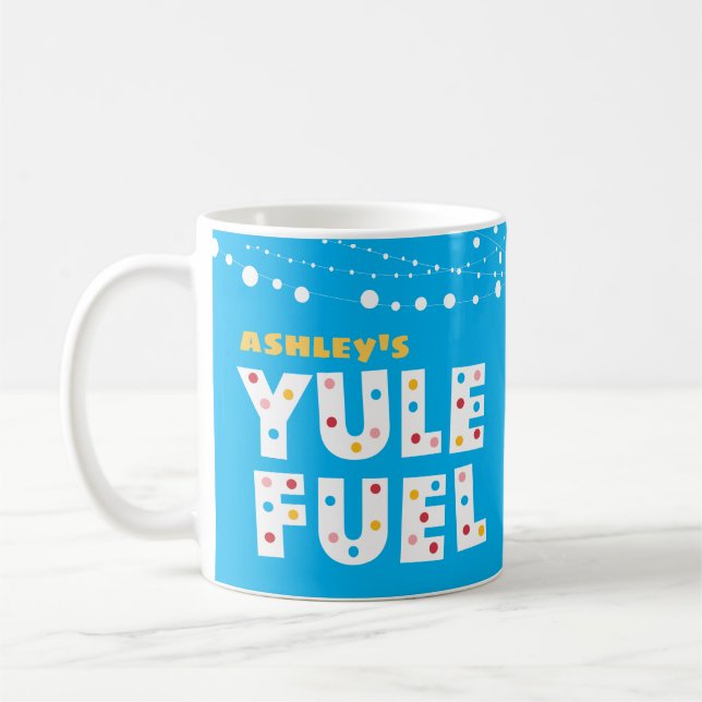 Taza De Café Blanco sobre el COMBUSTIBLE DE YULE azul (Izquierda)