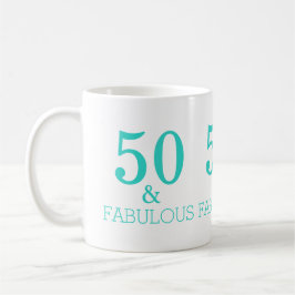 Taza De Café Blanco Turquesa 50 Y Fabulosa Fiesta De Cumpleaños