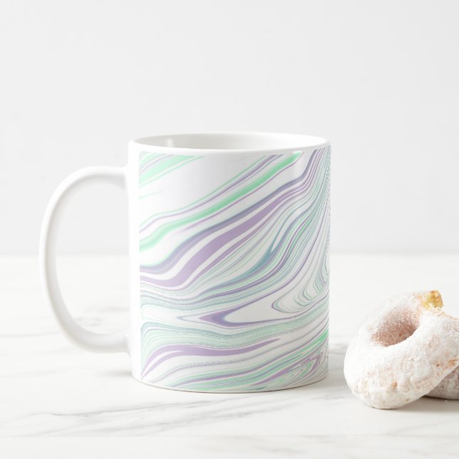 Taza De Café Blanco verde morado marrón azul (Con donut)