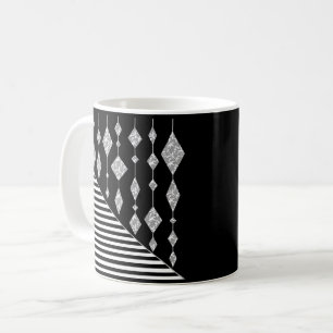Taza De Café Blanco y negro, abstracto, geométrico, simple, Esc