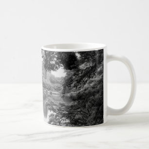 Taza De Café Blanco y negro, fresco, único y natural y lago