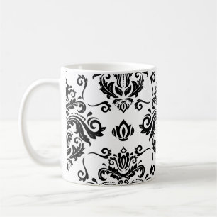 Taza De Café Blanco y negro oriental: Textura clásica