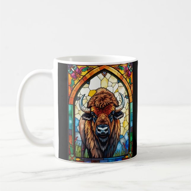 Taza De Café Blank Customizable  Buffalo, Bison Wildlife Animal (Izquierda)