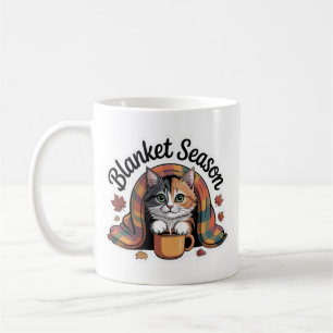 Taza De Café Blanket Season Warm Calico Cat