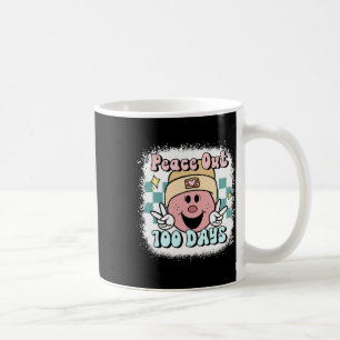 Taza De Café Bleached Peace Out 100 Días De Escuela Cara Sonrie