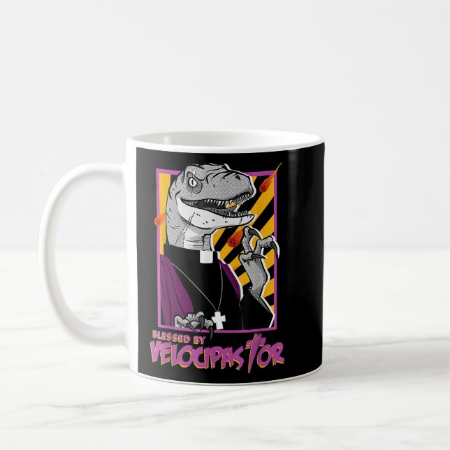 Taza De Café Bless By Velocipastor, Cool Dinosaur Parish Priest (Izquierda)