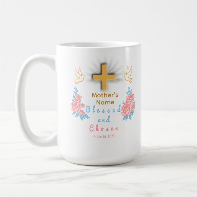 Taza De Café Blessed and Chosen Custom Mother’s Day Coffee Mug (Izquierda)