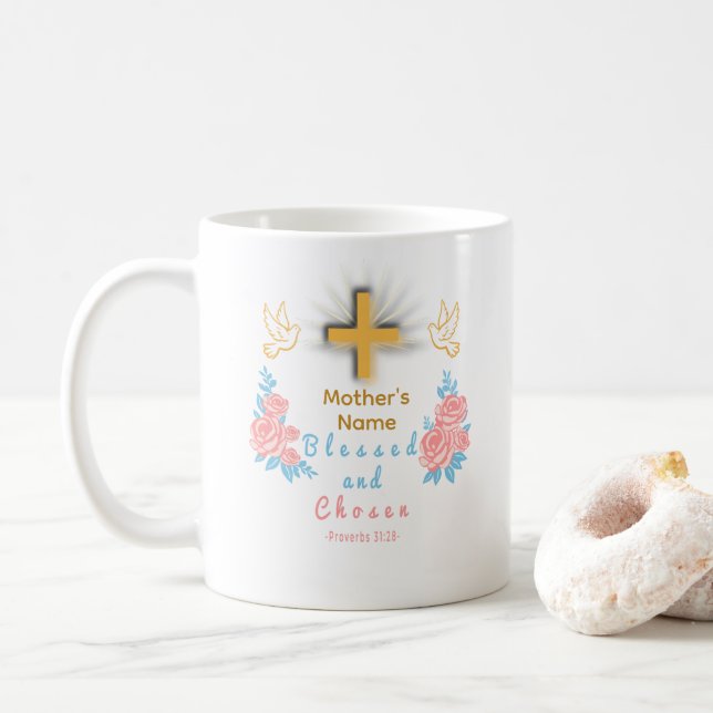Taza De Café Blessed and Chosen Custom Mother’s Day Coffee Mug (Con donut)