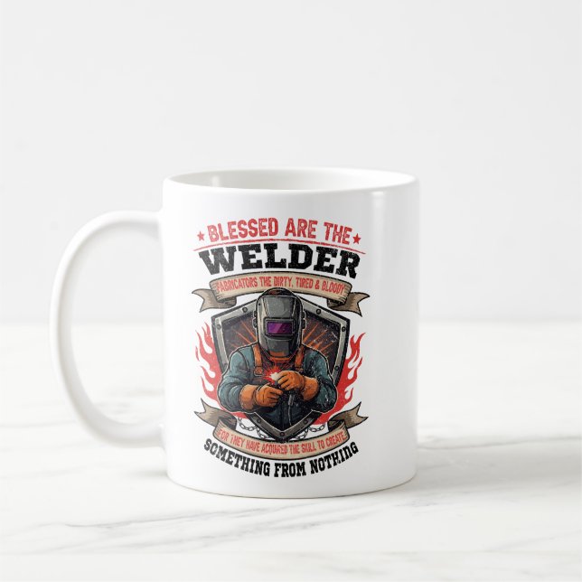 Taza De Café Blessed Are The Welder Fabricator Quote Art (Izquierda)
