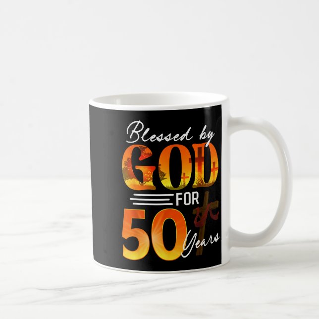 Taza De Café Blessed By God For 50 Years Old Gift 50th Birthday (Derecha)