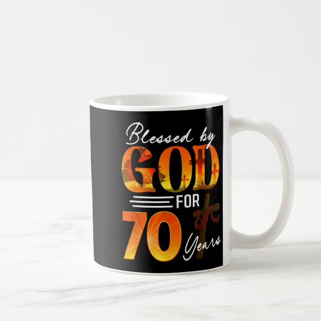 Taza De Café Blessed By God For 70 Years Old Gift 70th Birthday (Derecha)