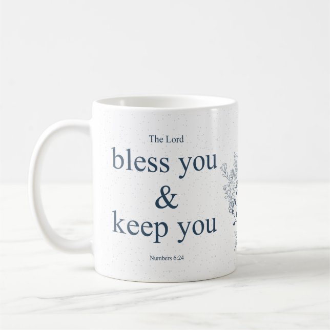 Taza De Café Blessed Floral Christian Wall Art (Izquierda)