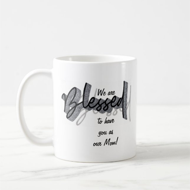 Taza De Café Blessed Mother's Day Black White Bible Verse (Izquierda)