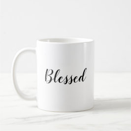 Taza De Café Blessed texto del guión de personalizado blanco ne