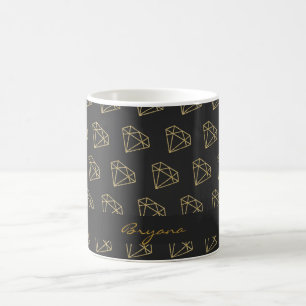 Taza de café Bling Glamour Moderno Diamante Dorado