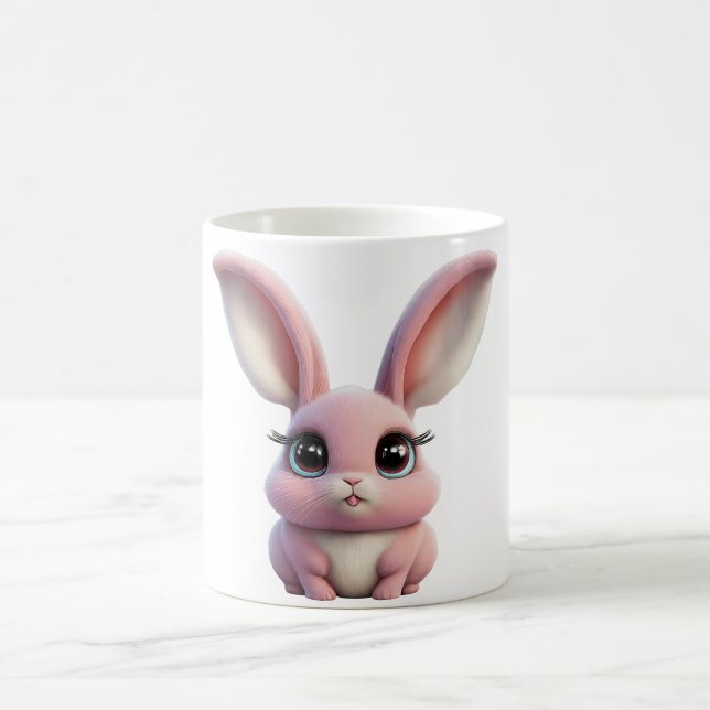 Taza De Café Bliss Bunny: Adorable Mug de Conejo Rosa (Centro)