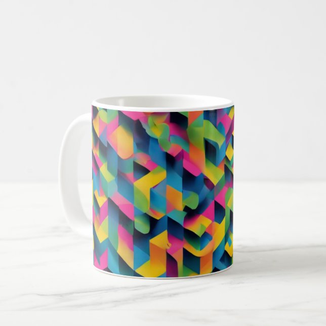 Taza De Café Bliss geométrico - Trazo texturizado 3D (Anverso izquierdo)
