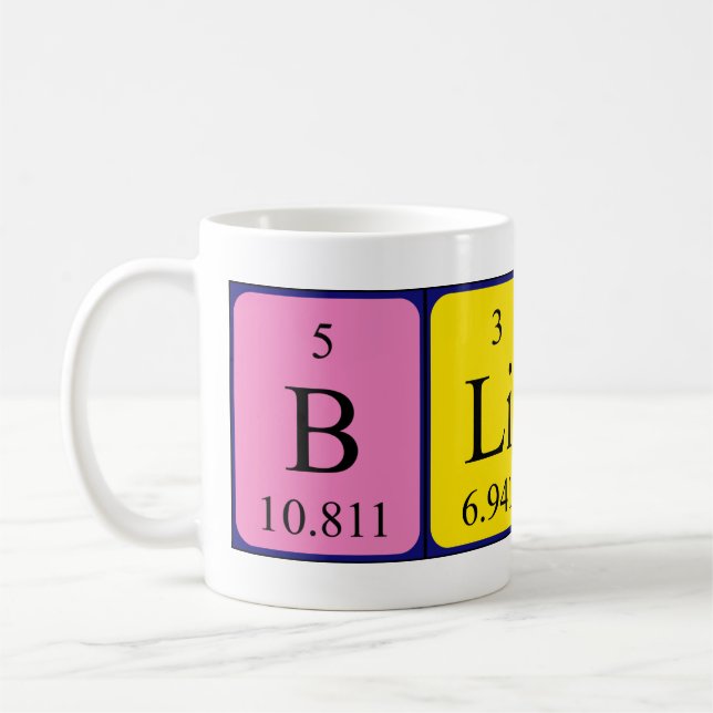 Taza De Café Bliss tabla periódica palabra mug (Izquierda)
