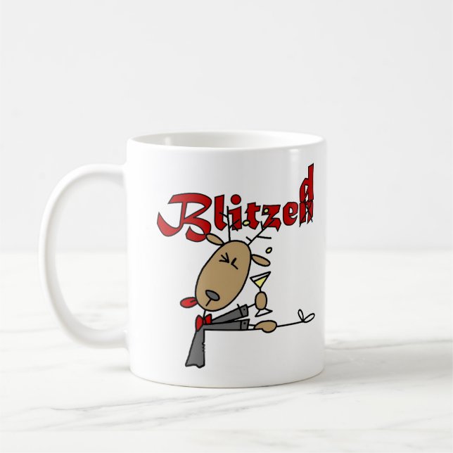 Taza De Café Blitzen Reindeer Funny Holiday Mug (Izquierda)