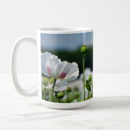 Taza De Café Bloemen veld, Papaver somneferum maanzaad bloem.