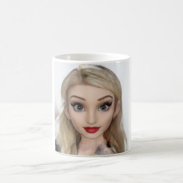 Taza De Café Blond cartoon doll red lipstick (Centro)