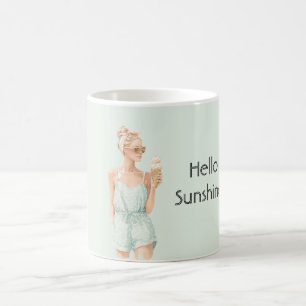 Taza De Café Blond Mint Top Hola Helado De Playa Sunshine