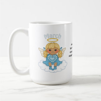Taza De Café Blonde del ángel de marzo Birthstone