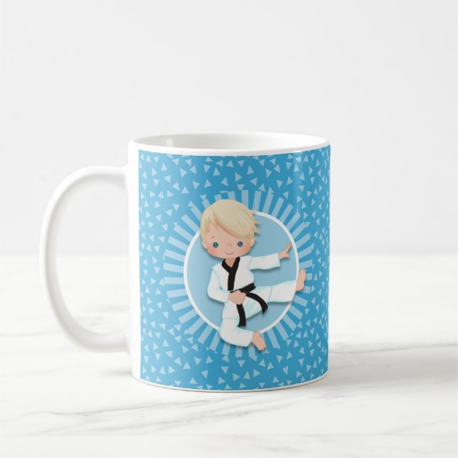 Taza De Café Blonde Karate Boy Judo Martial Arts (Izquierda)