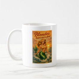 Taza De Café Blondes Have More Fun Pin-Up Mermaid | Retro Beach