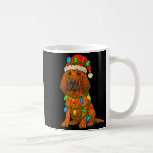 Taza De Café Bloodhound Christmas Lights Dog Lover Xmas Pajama  (Derecha)