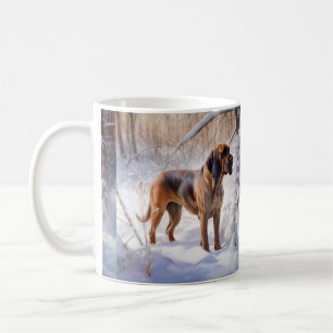 Taza De Café Bloodhound deja que nieve Navidades
