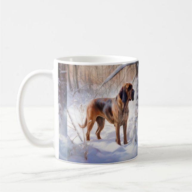 Taza De Café Bloodhound deja que nieve Navidades (Izquierda)