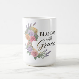 Taza De Café Bloom con Grace Elegent Floral Woman Silhouette