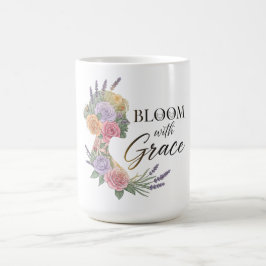 Taza De Café Bloom con Grace Elegent Floral Woman Silhouette