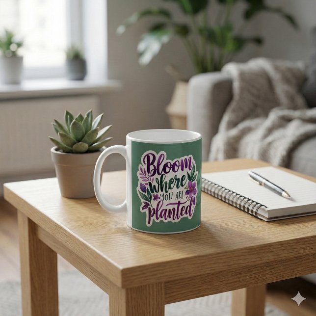Taza De Café Bloom Donde Se Plantan Mug (Encourage someone to bloom with this, "Bloom where you are planted" mug! )