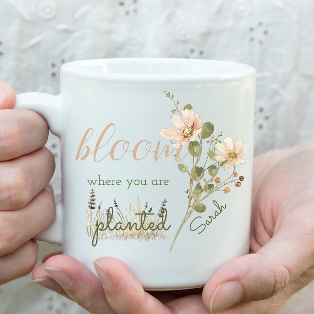 Taza De Café Bloom Donde Te Plantan Personalizado (Subido por el creador)
