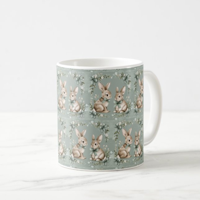 Taza De Café Blooming Bunny Bouquet: Elegancia de Pascua 🌷 🐰 (Anverso derecho)