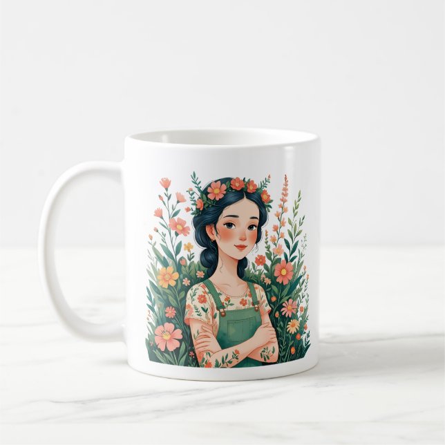 Taza De Café Blooming Gardener - Lady Gardener with Flowers (Izquierda)
