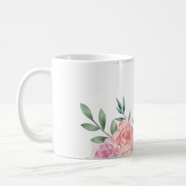 Taza De Café "Blooms en una copa: Elegancia floral (Izquierda)